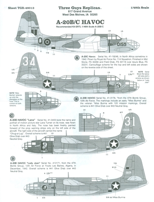 Three Guys Replicas TGR48013 - A-20B/C Havoc