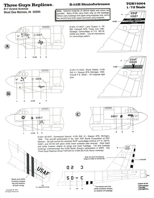 Three Guys Replicas TGR72004 - B-52H Stratofortresses