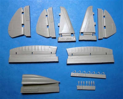 Vector VDS48-081 - Reggiane Re 2002 Corrected Control Surfaces & Spine (fits Italari/Tamiya kits)