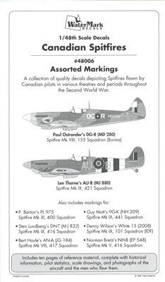 WaterMark 48006 - Canadian Spitfires, Assorted Markings